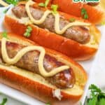 promotional graphic for oven baked brats.
