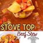promotional graphic for stove top beef stew.