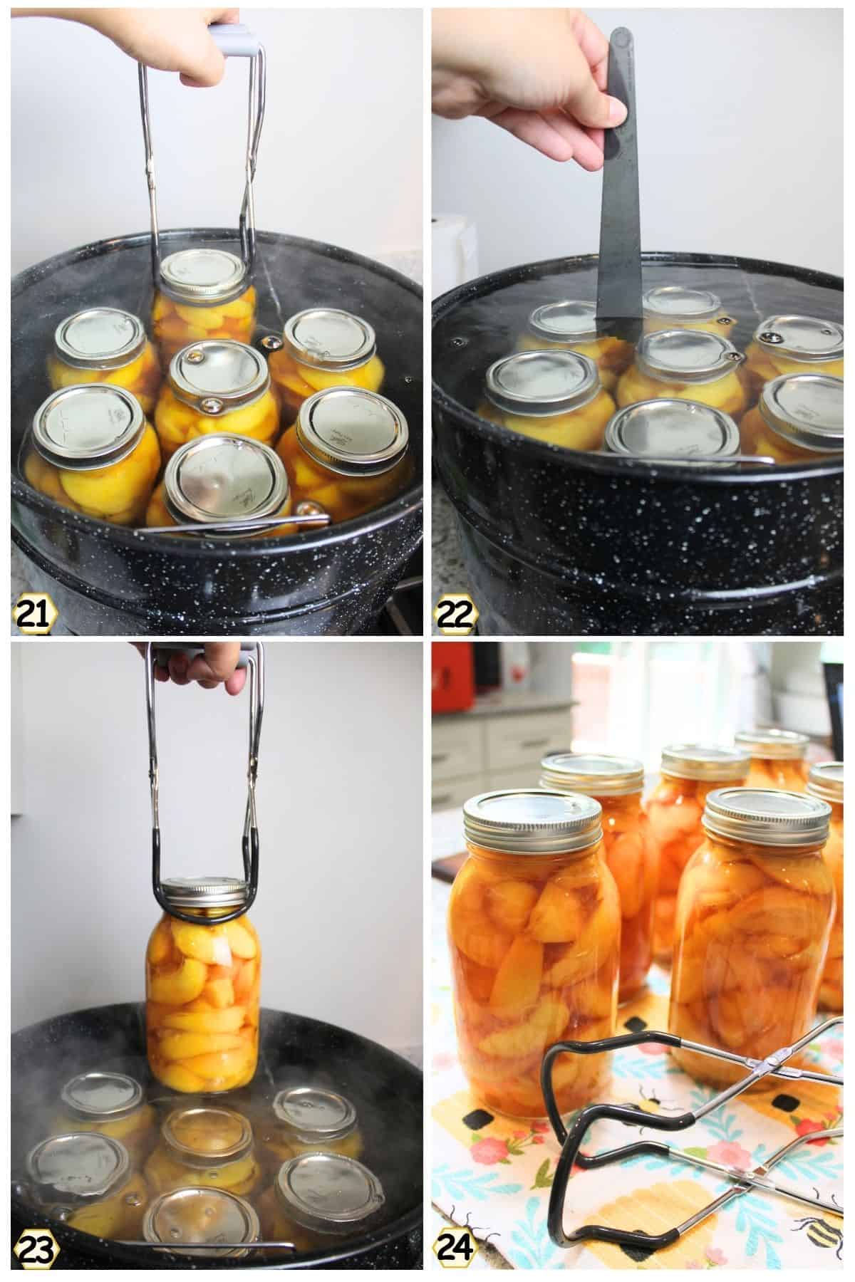 Submerge jars in water, boil, remove and cool undisturbed.