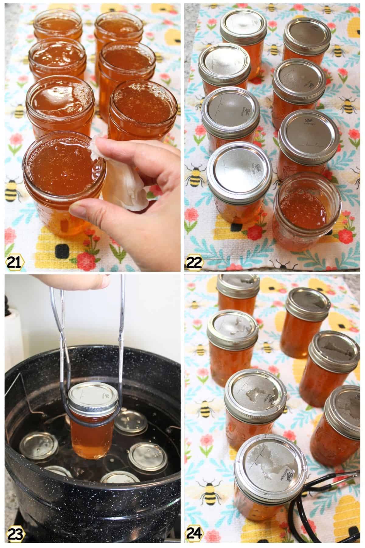 wipe jars, add tops, process, remove and cool untouched.